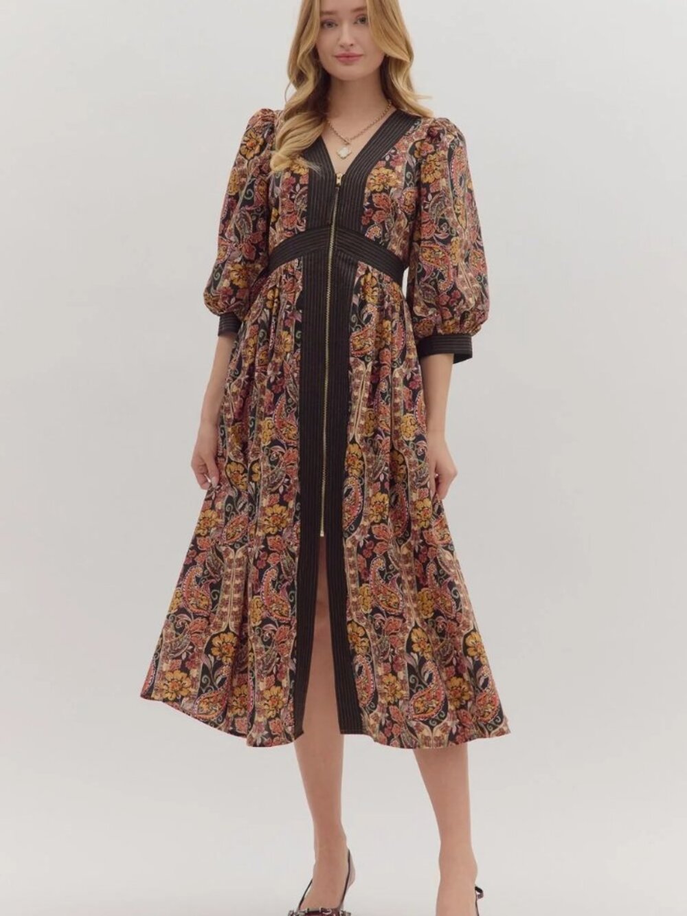 entro Floral Fall Blossom Dress size L NWT